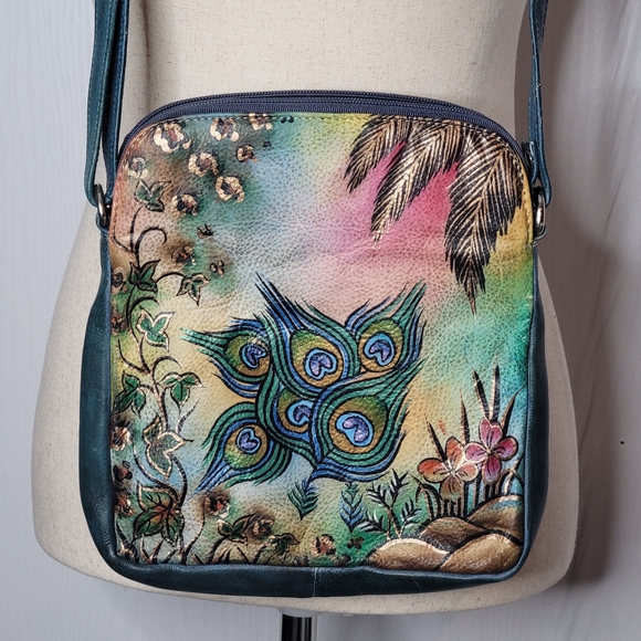 BIACCI HAND PAINTED CROSSBODY Leather PURSE - Picture 4 of 12